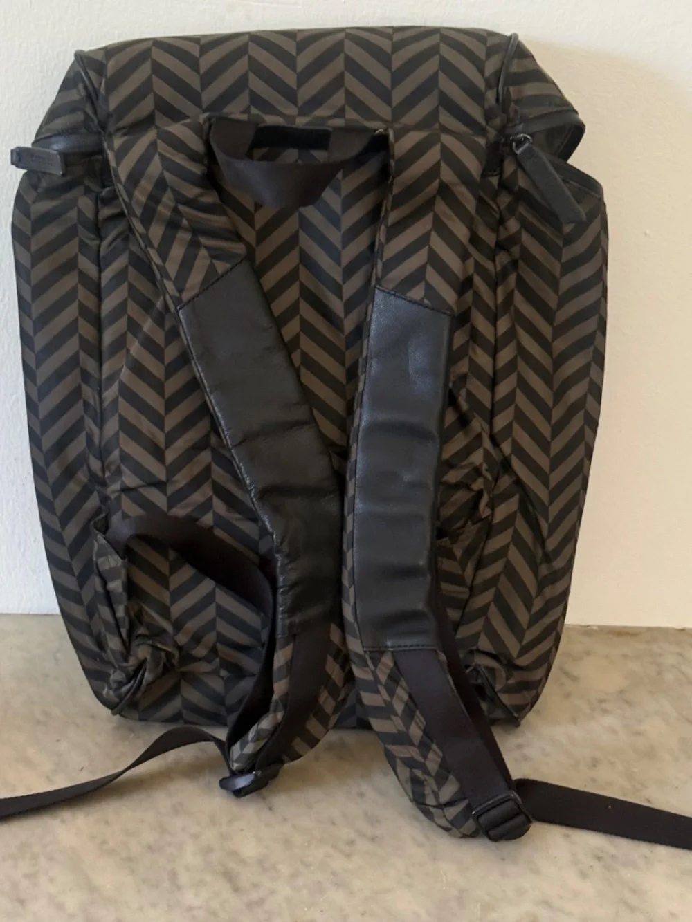 Uri Minkoff Chevron Print Backpack Travel Utility Backpack Brown Black